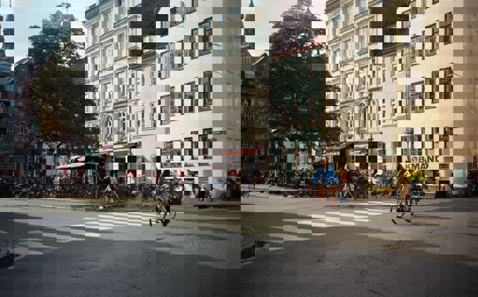 Person on a bike in the city